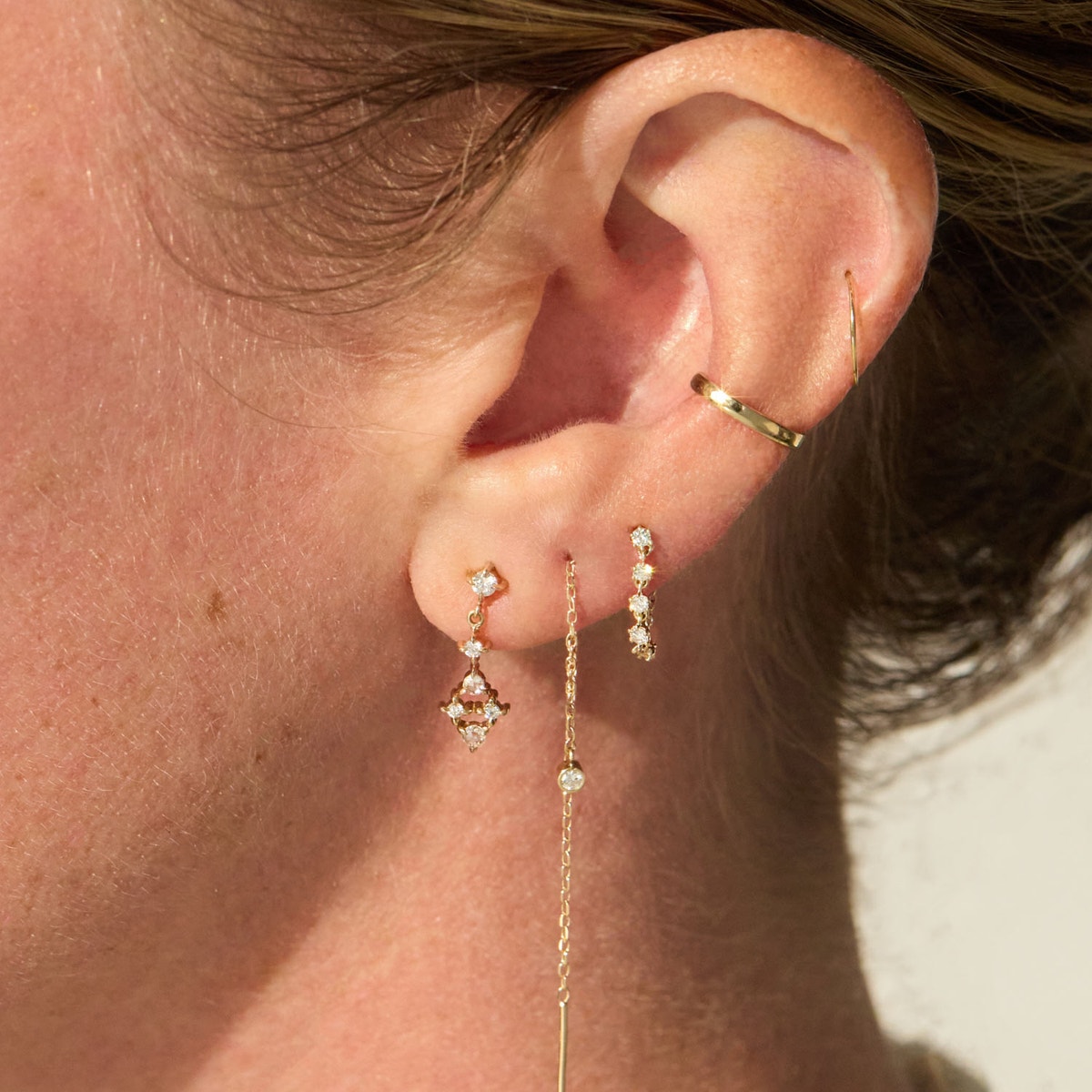 Tendril styled on ear
